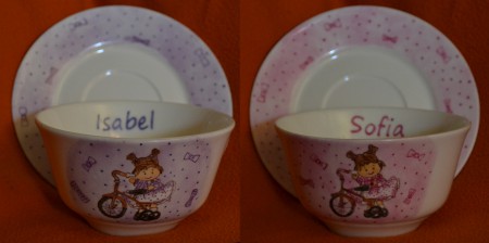 Tazón niña en bici (morado o rosa)